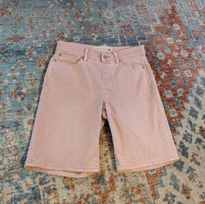 Soft Surroundings Wms Small Pull On Bermuda Shorts Button Faux Zip TaffyPink 208
